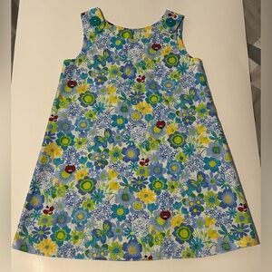 Handmade Floral Blue and Yellow Kids Smock